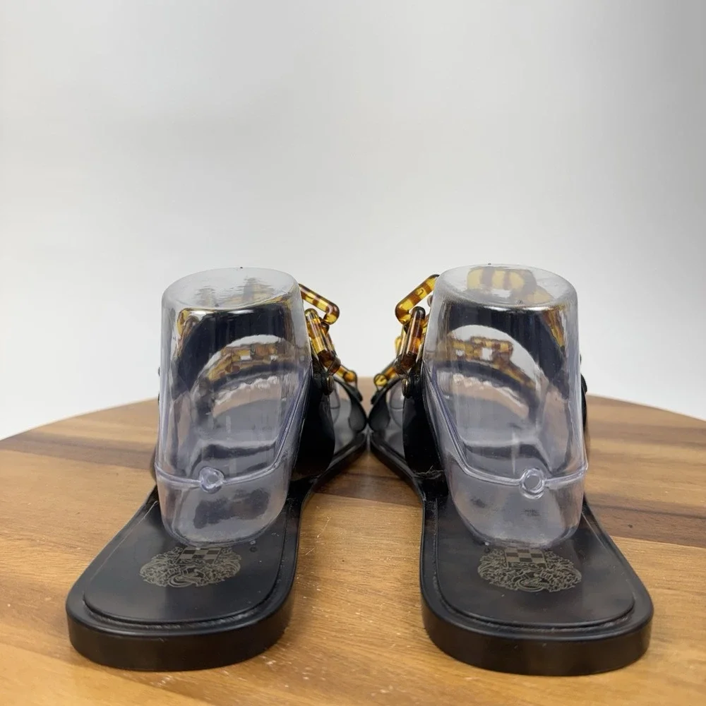 Womens Vince Camuto Felicya Brown Jelly Chain Slip On Sandals Slides Size 11 M